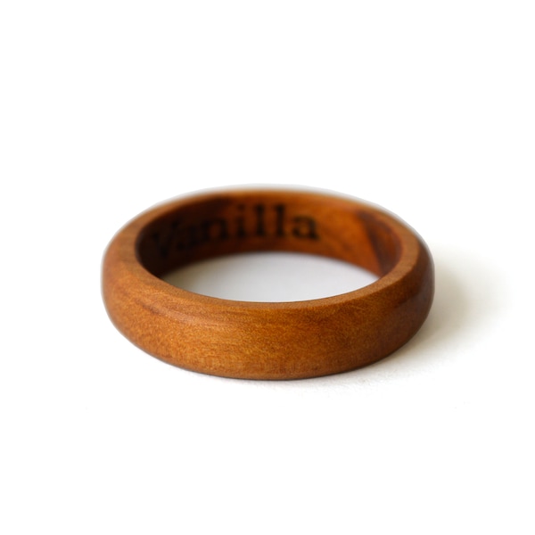 Dark olive wood ring, Name engraved ring, Wood engagement ring, Promise ring for Him, 5th anniversary gift, Rings for couples, His Her ring