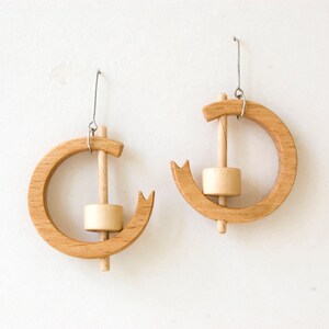 Wood hoop earrings, wooden earrings, unique hoop earrings image 2