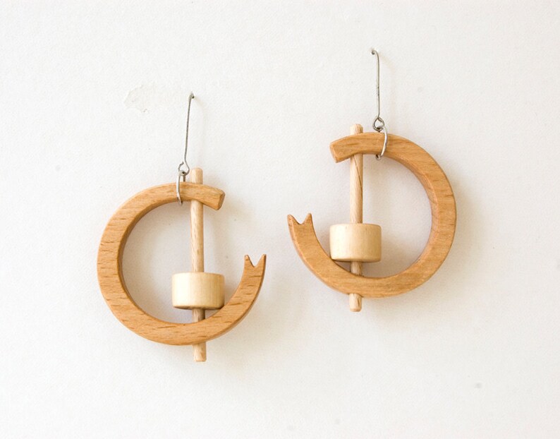 Wood hoop earrings, wooden earrings, unique hoop earrings image 2