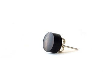 Ebony wood stud earring, Single earring, wood earrings, mens earrings, black earrings