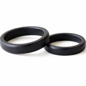 Ebony Rings set, Black His And Hers Rings, Engraved Wood Ring, Wood Wedding Ring Set, Simple Wedding Band Set, 5th Wedding Anniversary Gift image 5