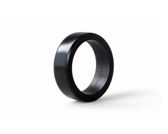 Ebony wood ring, Black wood ring, Simple wedding band, Couple promise rings, Wood ring with engraving, Black wood ring, 5 year anniversary