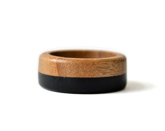 Men's wood ring, Walnut and ebony wood ring, Wedding wooden band, 5 year anniversary, Vegan ring, Couples wood ring, Wedding wood ring