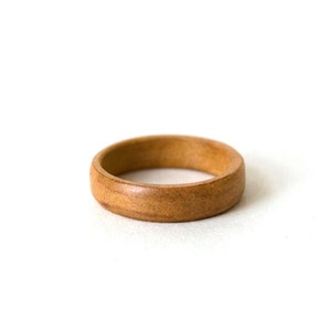 Pear wood band, wood ring men, engraved ring, promise ring for her