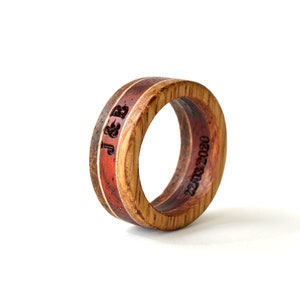 Rustic engagement ring, Wood ring men, Ebony ring, Engraved ring men, Two tone ring, Initial ring, Simple wedding band, Promise ring for him image 8