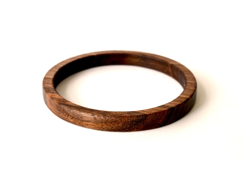 Acacia wood bracelet, Thin wooden bangles, Wood geometric bracelet, Circle wood bracelet for women, 40th birthday gifts, Engraved bracelet Walnut wood