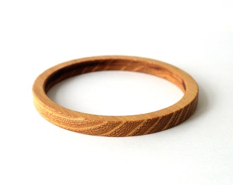 Acacia wood bracelet, Thin wooden bangles, Wood geometric bracelet, Circle wood bracelet for women, 40th birthday gifts, Engraved bracelet