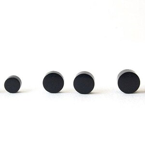 Ebony Wood Earrings, Black Wood Stud Earring, Tiny Initial Earring Stud, Men's Earrings Wood Stud, Wood Post Earrings, 5th Anniversary Gift image 4
