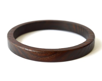 Ash wood bracelet, Women wooden bracelet, Dark brown minimalist bracelet, Round wood bracelet, Wooden bracelets mens, Brown bracelet bangle