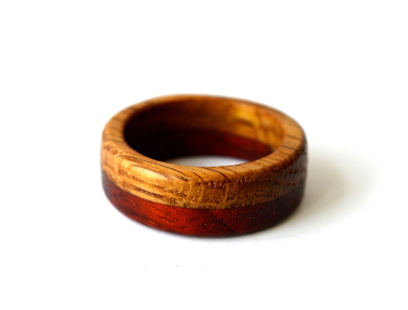 Whiskey barrel rings, Oak ring, Two tones ring, Whiskey barrel ring, Wood ring engraved, Oak engagement ring, 5 year anniversary gift image 3
