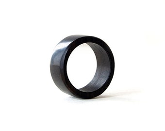 Ebony wood ring, Black wood ring, Simple wedding band, Couple promise rings, Wood ring with engraving, Black wood ring, 5 year anniversary