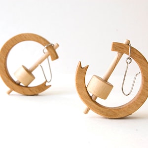 Wood hoop earrings, wooden earrings, unique hoop earrings image 1