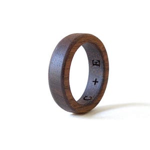 Walnut ring, Wooden ring, Male Wedding Band, Inside engraved ring, Mens wood ring, Couples wedding bands, Initial ring, Promise ring for him image 3