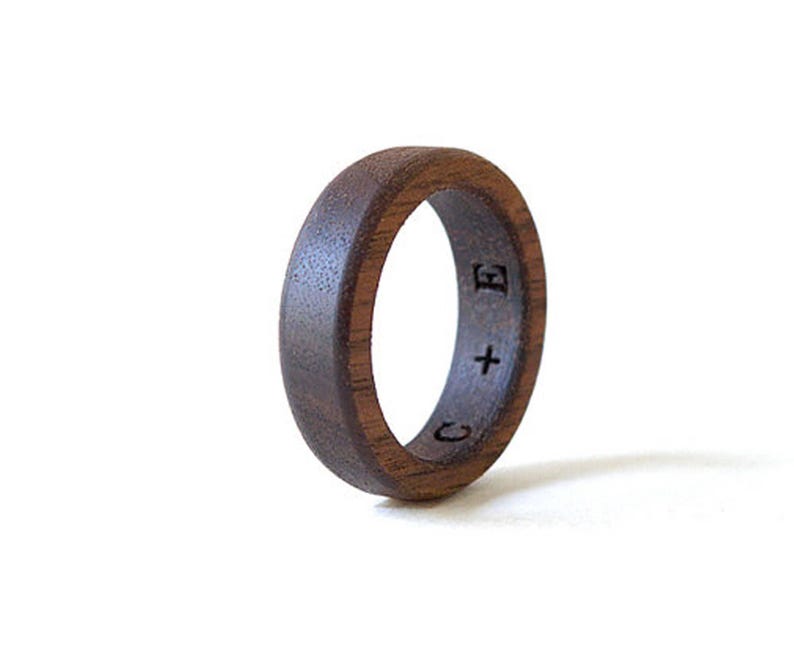 Walnut ring, Wooden ring, Male Wedding Band, Inside engraved ring, Mens wood ring, Couples wedding bands, Initial ring, Promise ring for him image 3
