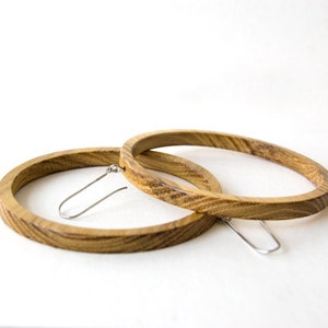 Wood earrings, wood hoop earrings, minimalist earrings image 2