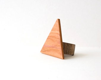 Triangle ring, wood ring women, statement ring