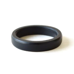 Ebony Rings set, Black His And Hers Rings, Engraved Wood Ring, Wood Wedding Ring Set, Simple Wedding Band Set, 5th Wedding Anniversary Gift image 9