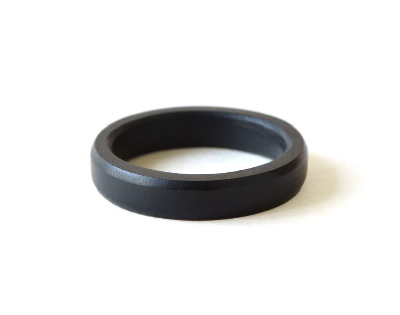Ebony Rings set, Black His And Hers Rings, Engraved Wood Ring, Wood Wedding Ring Set, Simple Wedding Band Set, 5th Wedding Anniversary Gift image 9