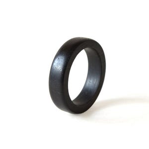 Ebony Rings set, Black His And Hers Rings, Engraved Wood Ring, Wood Wedding Ring Set, Simple Wedding Band Set, 5th Wedding Anniversary Gift image 7