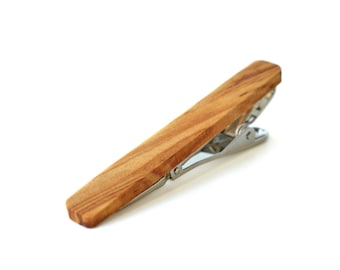 Olive wood tie clip, Engraved tie clip, Personalized tie clip, Wedding tie clip, 5th anniversary gift for him, Tie clip father the groom