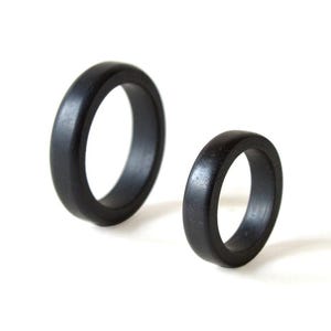 Ebony Rings set, Black His And Hers Rings, Engraved Wood Ring, Wood Wedding Ring Set, Simple Wedding Band Set, 5th Wedding Anniversary Gift image 6