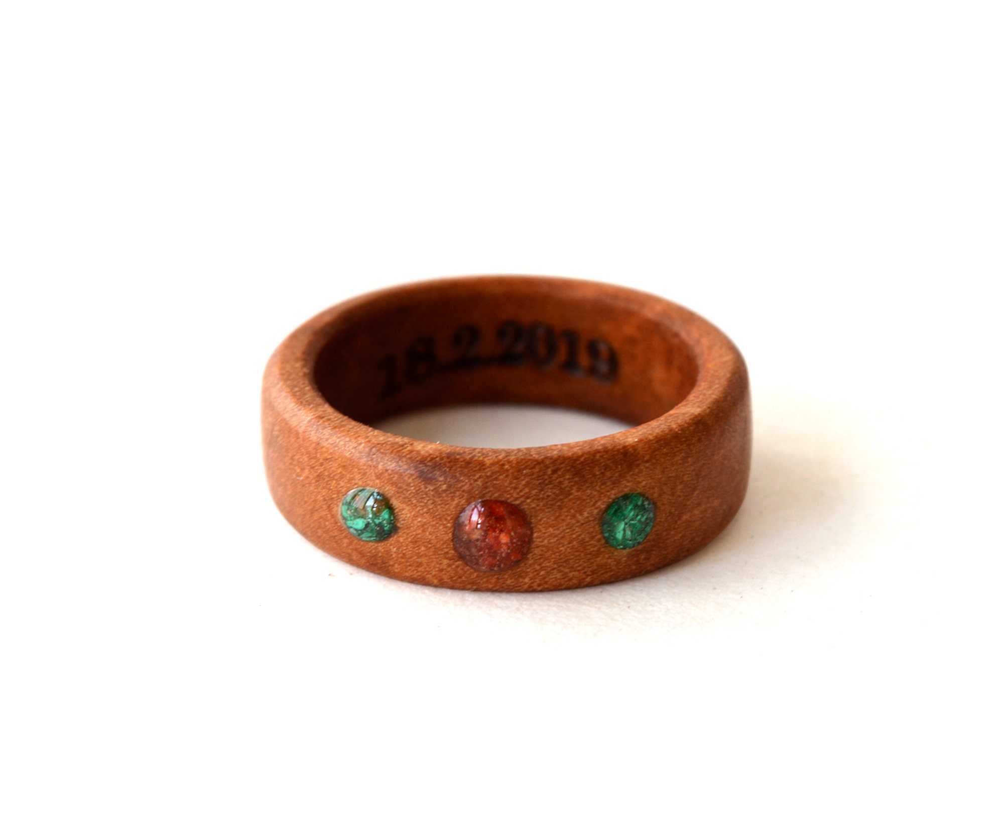 Wood Promise Rings Promise Ring for Her Wood Inlay Ring Engraved Ring | Etsy