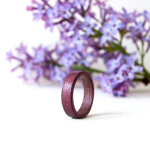 Purple Heart Wood Ring Wood Ring Promise Ring for Her Etsy