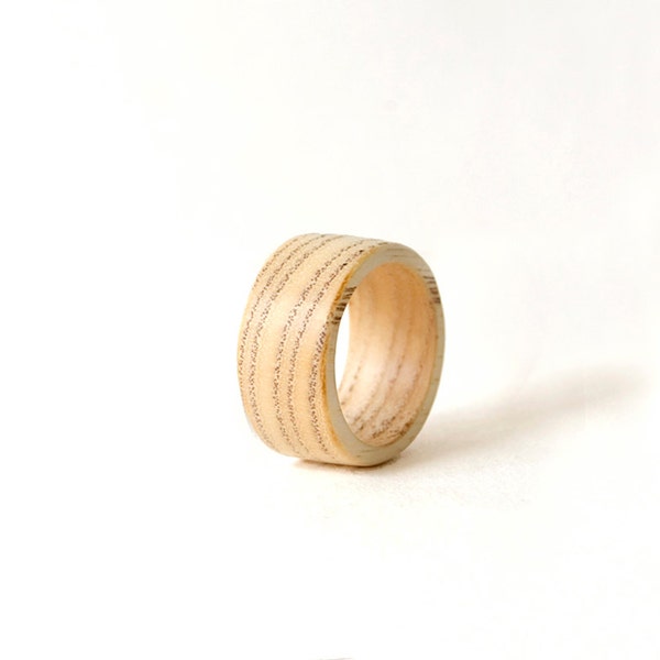 Maple wood ring, Wooden wedding band, White wood ring, Engraved wood ring, Initial ring, Couples wedding bands, Promise ring for Him, 10 mm