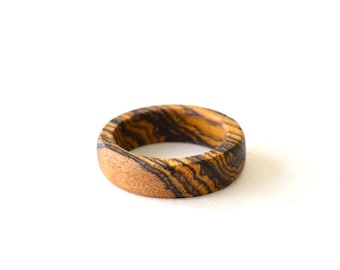 Bocote wood ring, Wood wedding band, Date ring, Promise ring for him, Couple rings, Wood ring engraved, Male engagement ring wood, Name ring