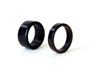 Ebony ring, wedding ring set his and her, couples ring