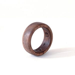 Walnut ring, Wooden ring, Male Wedding Band, Inside engraved ring, Mens wood ring, Couples wedding bands, Initial ring, Promise ring for him image 5