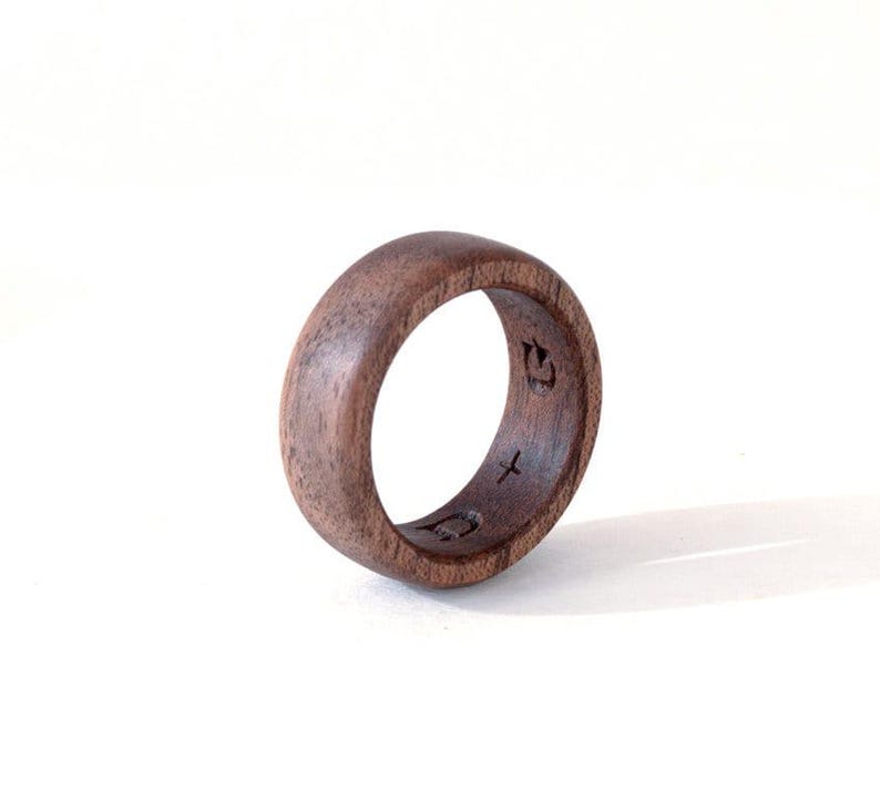 Walnut ring, Wooden ring, Male Wedding Band, Inside engraved ring, Mens wood ring, Couples wedding bands, Initial ring, Promise ring for him image 5