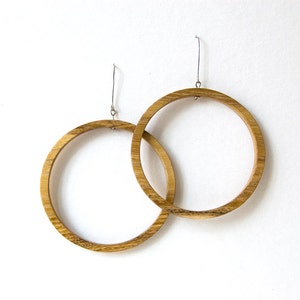 Wood earrings, wood hoop earrings, minimalist earrings image 1