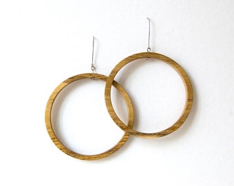 Wood earrings, wood hoop earrings, minimalist earrings