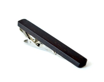 Black wood tie clip, Engraved tie clip, Wedding tie clip, Personalized tie clip, 5th anniversary gift for him, Tie clip father the groom