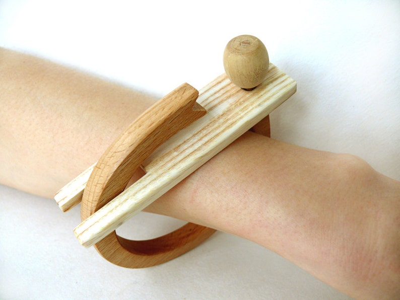 Wooden bracelet, natural bracelet, statement bracelet image 1