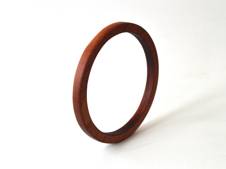 Acacia wood bracelet, Thin wooden bangles, Wood geometric bracelet, Circle wood bracelet for women, 40th birthday gifts, Engraved bracelet image 8