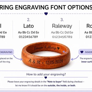 Olive wood ring, Minimalist ring set, Wedding ring set his and her, Wooden ring, Custom engraved ring, Couple rings matching, his her ring image 10
