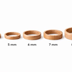 Olive wood ring, Minimalist ring set, Wedding ring set his and her, Wooden ring, Custom engraved ring, Couple rings matching, his her ring image 8