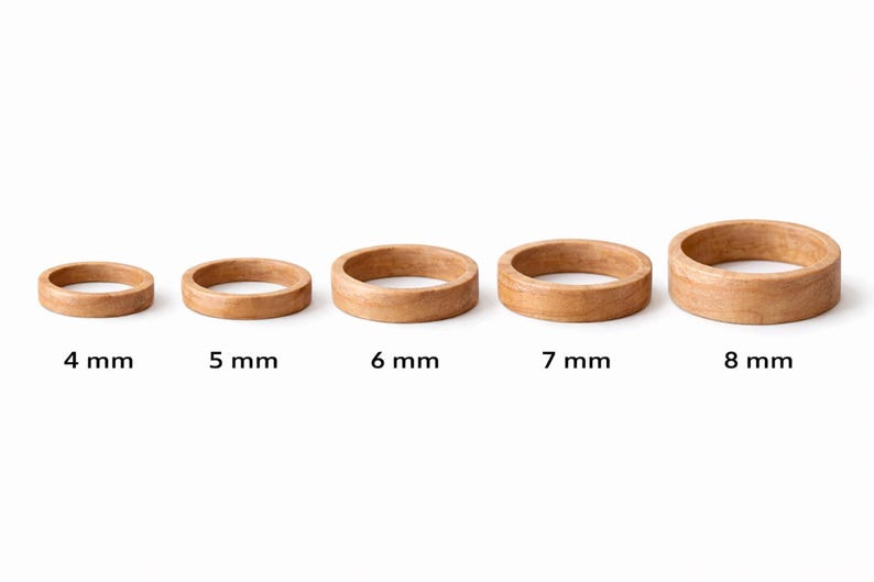 Olive wood ring, Minimalist ring set, Wedding ring set his and her, Wooden ring, Custom engraved ring, Couple rings matching, his her ring image 8