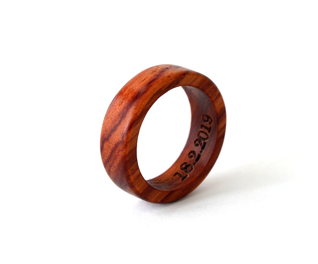 Wood Promise Rings Rosewood Ring, Male Wedding Band Wood, Initial Ring, Promise Ring for ...
