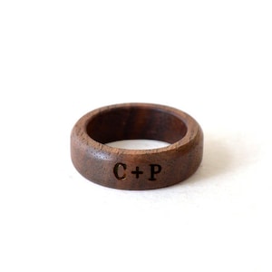 Walnut ring, Wooden ring, Male Wedding Band, Inside engraved ring, Mens wood ring, Couples wedding bands, Initial ring, Promise ring for him image 4