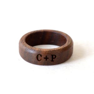Ebony Rings set, Black His And Hers Rings, Engraved Wood Ring, Wood Wedding Ring Set, Simple Wedding Band Set, 5th Wedding Anniversary Gift image 12