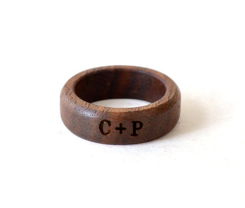 Ebony Rings set, Black His And Hers Rings, Engraved Wood Ring, Wood Wedding Ring Set, Simple Wedding Band Set, 5th Wedding Anniversary Gift image 12