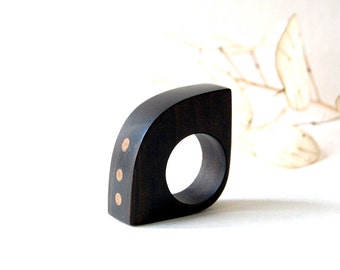 Unique ring, Ebony wood ring, Dark wood ring, Wood ring, Statement wood ring, Wood ring for women, Eco friendly ring, 5th anniversary gift