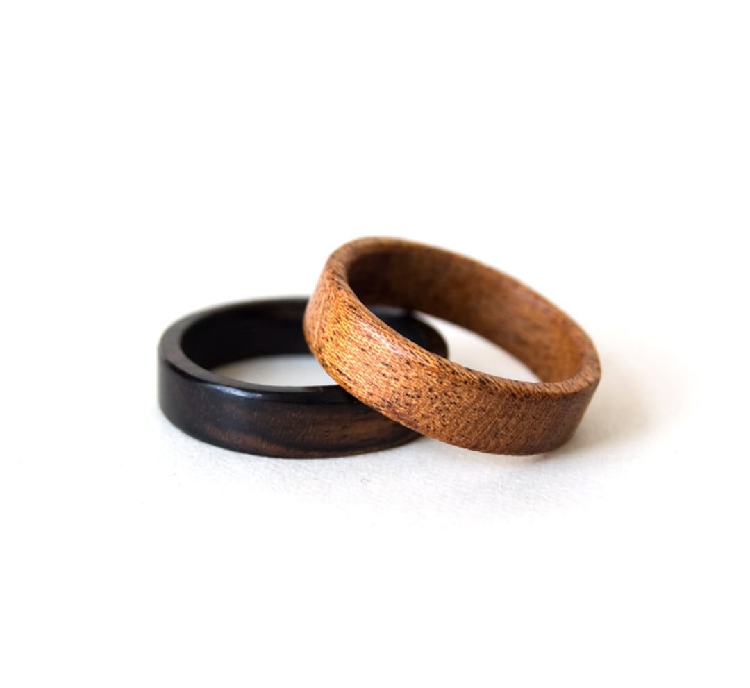 Wood Promise Rings Wood Wedding Ring Set, Promise Rings for Couples, His and Her Ring ...