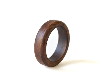 Almond wood ring, Couple promise rings, Engraved mens ring, Wood promise rings for couples, Rustic engagement ring, Brown wood ring
