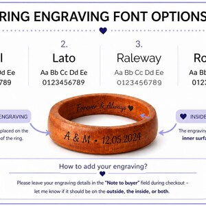 Walnut ring, Wooden ring, Male Wedding Band, Inside engraved ring, Mens wood ring, Couples wedding bands, Initial ring, Promise ring for him image 12