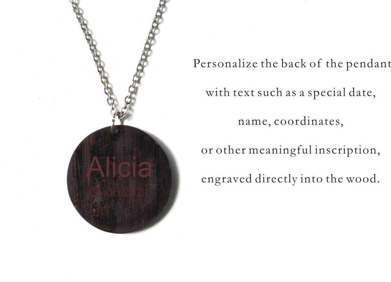 Olive Wood Necklace, Personalized Anchor Necklace, Resin Wood Necklace