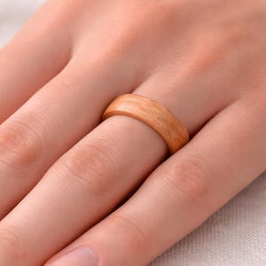 Olive wood ring, Minimalist ring set, Wedding ring set his and her, Wooden ring, Custom engraved ring, Couple rings matching, his her ring image 2